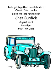retirement invitations party car 2021 classic summer away going partyinvitations fun choose board