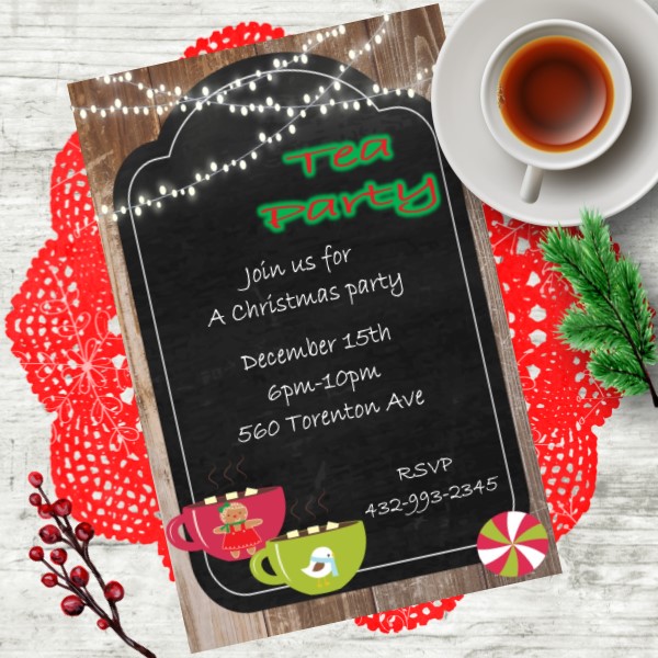 christmas tea party invitations