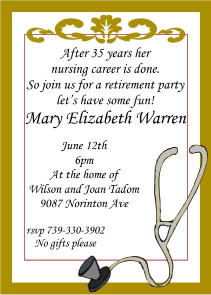 Nurse Retirement Party Invitations