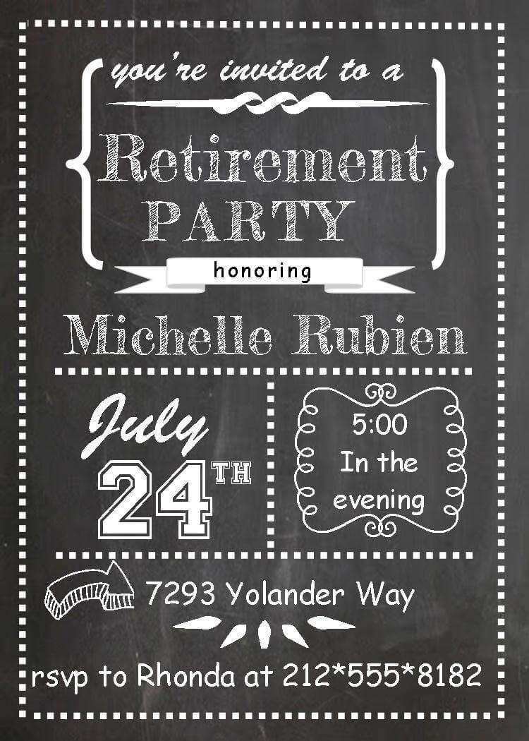 Chalkboard Retirement Party Invitations