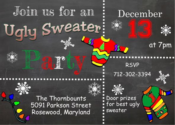 Ugly Sweater Christmas Party Invitations New for 10