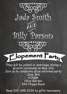 Elopement Party invitations Reception Only Invitations