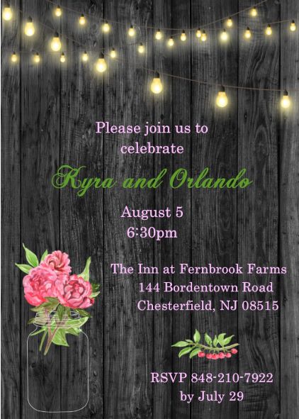 String lights and peonies Retirement Party Invitations