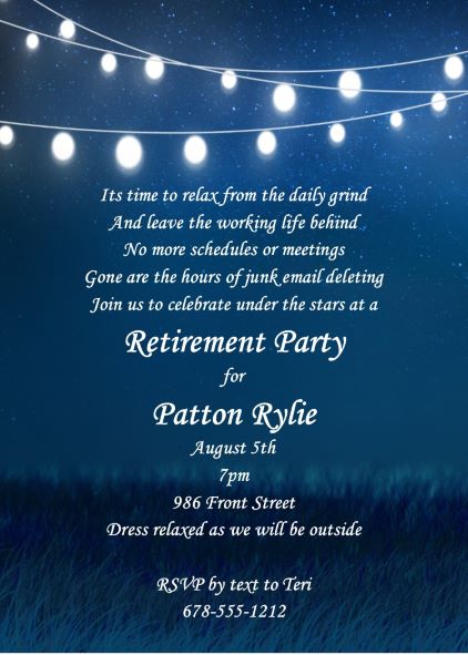 under the stars retirement Party Invitations