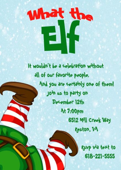 What the Elf? Cocktail Christmas Party Invitations